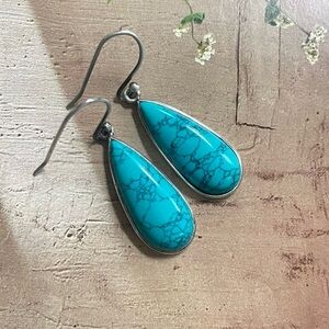 925 Sterling Silver Long Drop Turquoise Earrings! 
B O H O